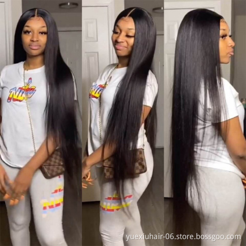 Wholesale Virgin Brazilian Straight Human Hair Weave 13X4 Lace Frontal Pre Plucked Natural Hairline Bundles With Lace Frontal